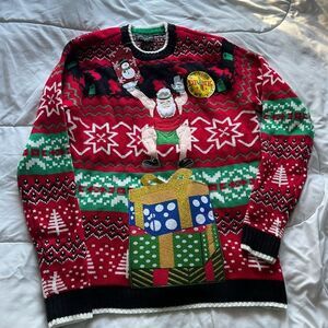 blizzard bay ugly christmas sweater with drink holder size S